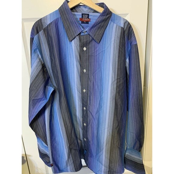 Vintage Mecca Clothing Company Men’s Sz XL Striped Button Up Shirt Blue - Picture 1 of 8